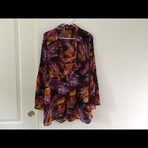 Haley Matthews LS Pleated Multicolored Blouse.